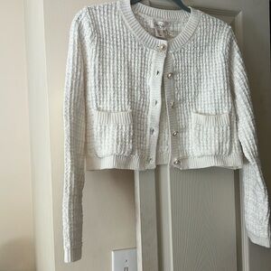 Off white cropped Jesica Simpson cardigan with pearl buttons